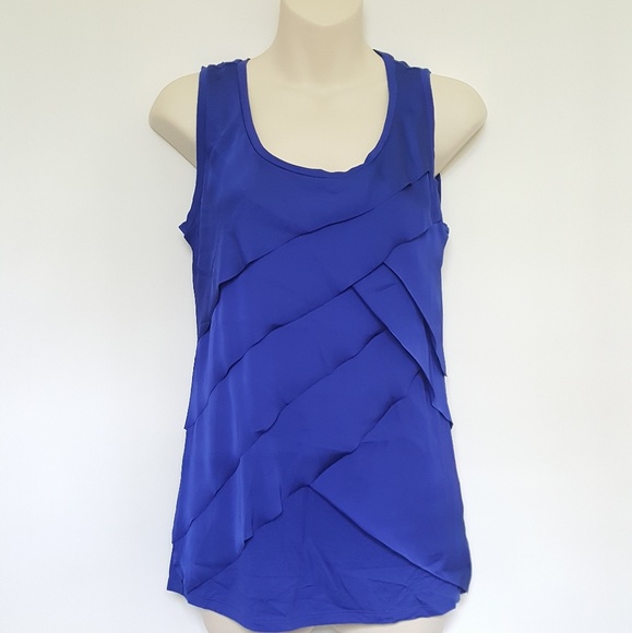 Adrienne Vitadini Royal Blue Ruffle Top - Picture 1 of 8